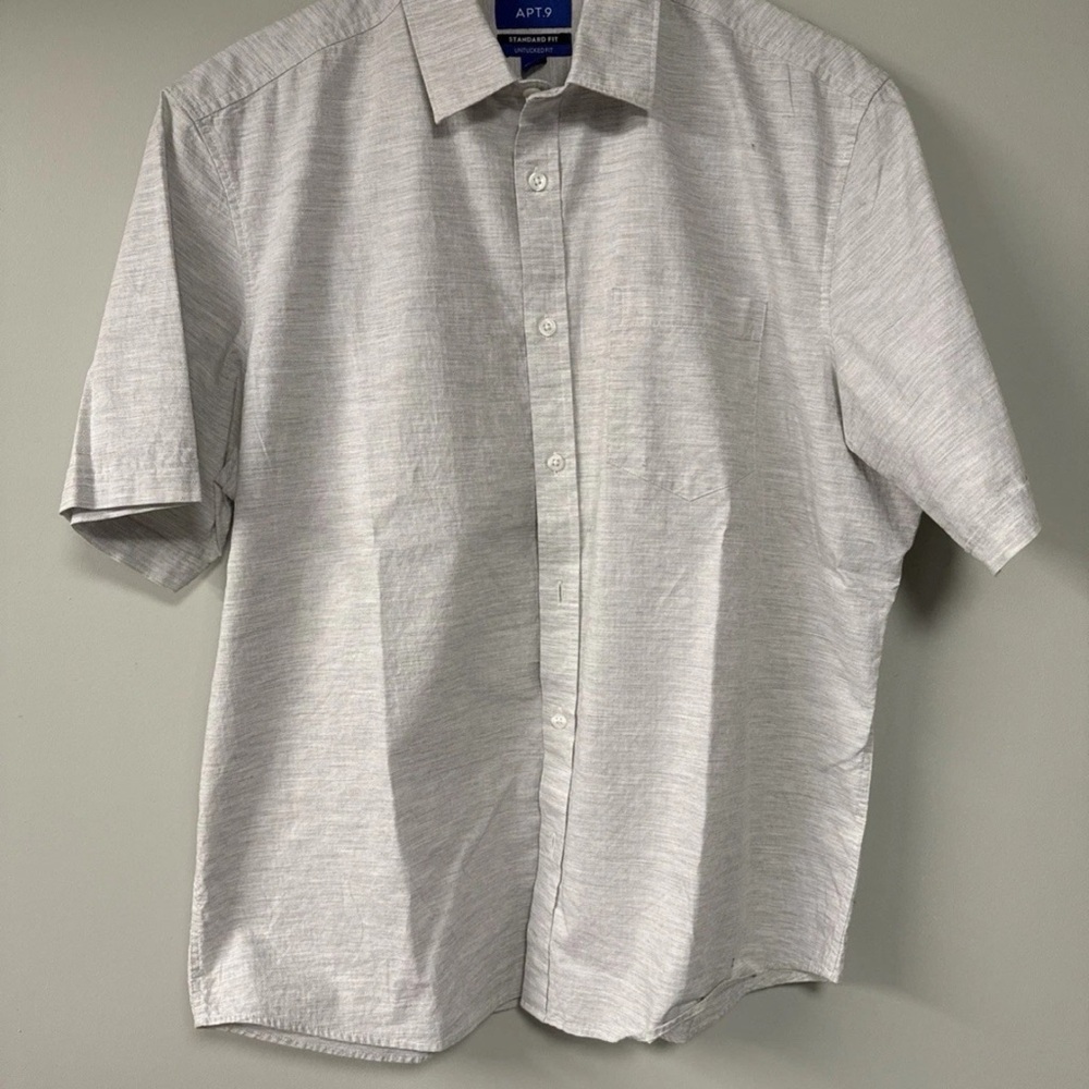 apt 9 button up shirt with pocket size large light gray mens short sleeve